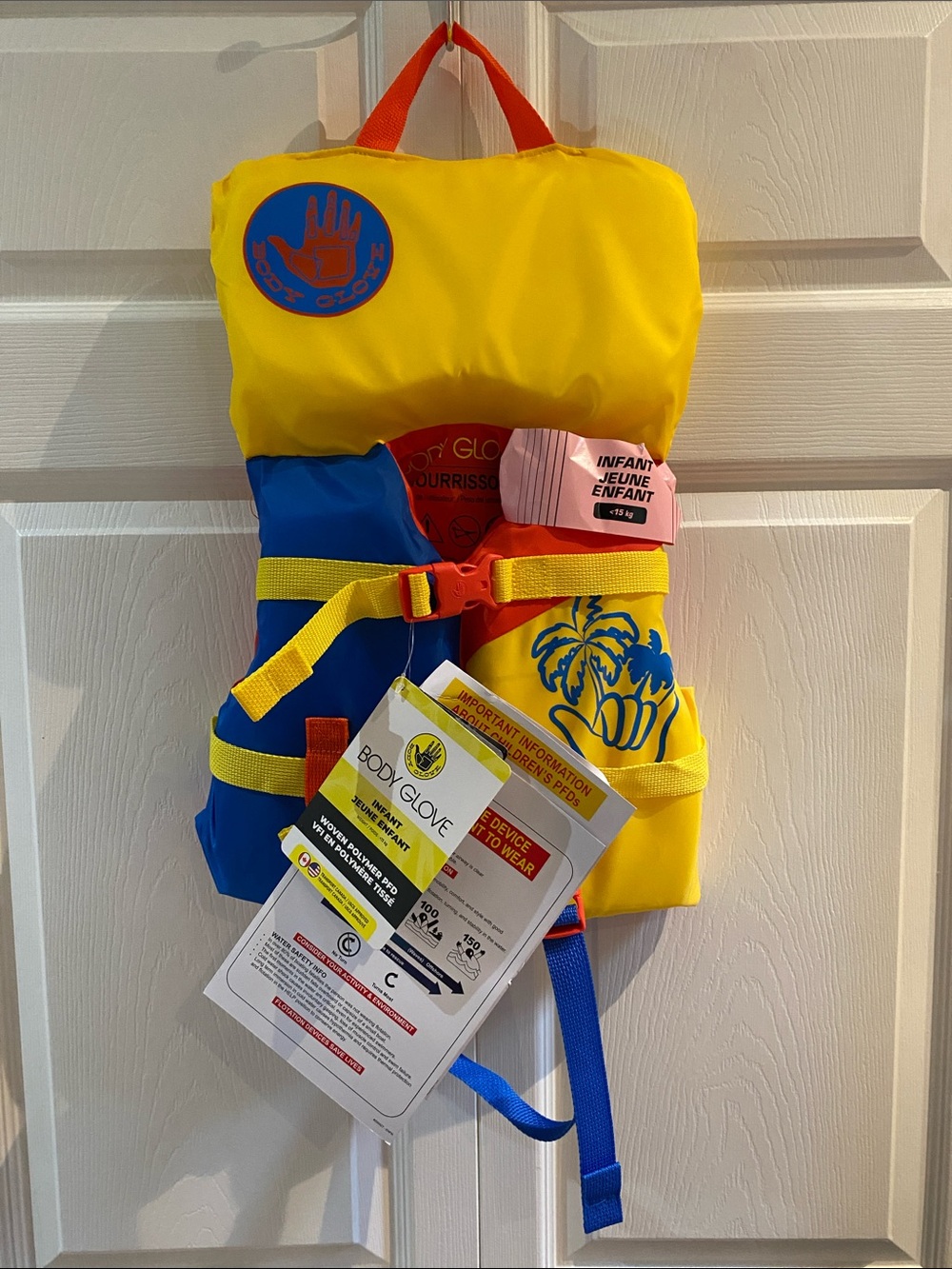 Body Glove Yellow, Blue & Orange Infant Life Jacket PFD Floater Vest up to 33lbs